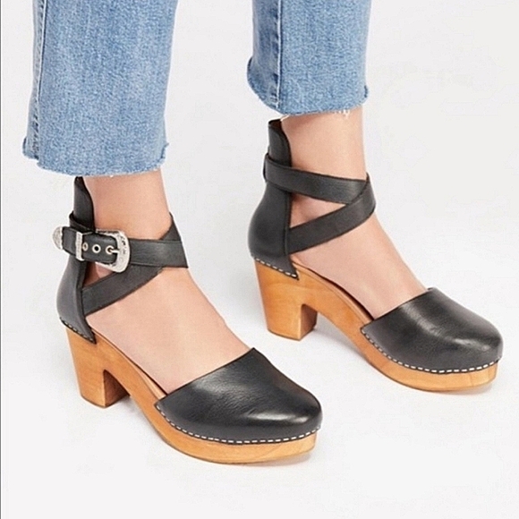 Free People Andorra Black Western Clog-Size 37 - Picture 1 of 16